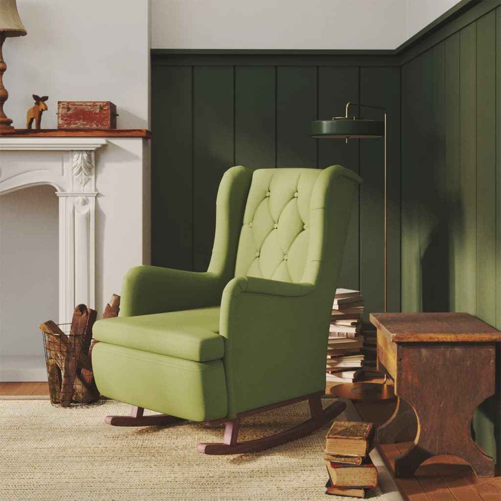 vidaXL Fauteuil met massief rubberwood schommelpoten fluweel blauw