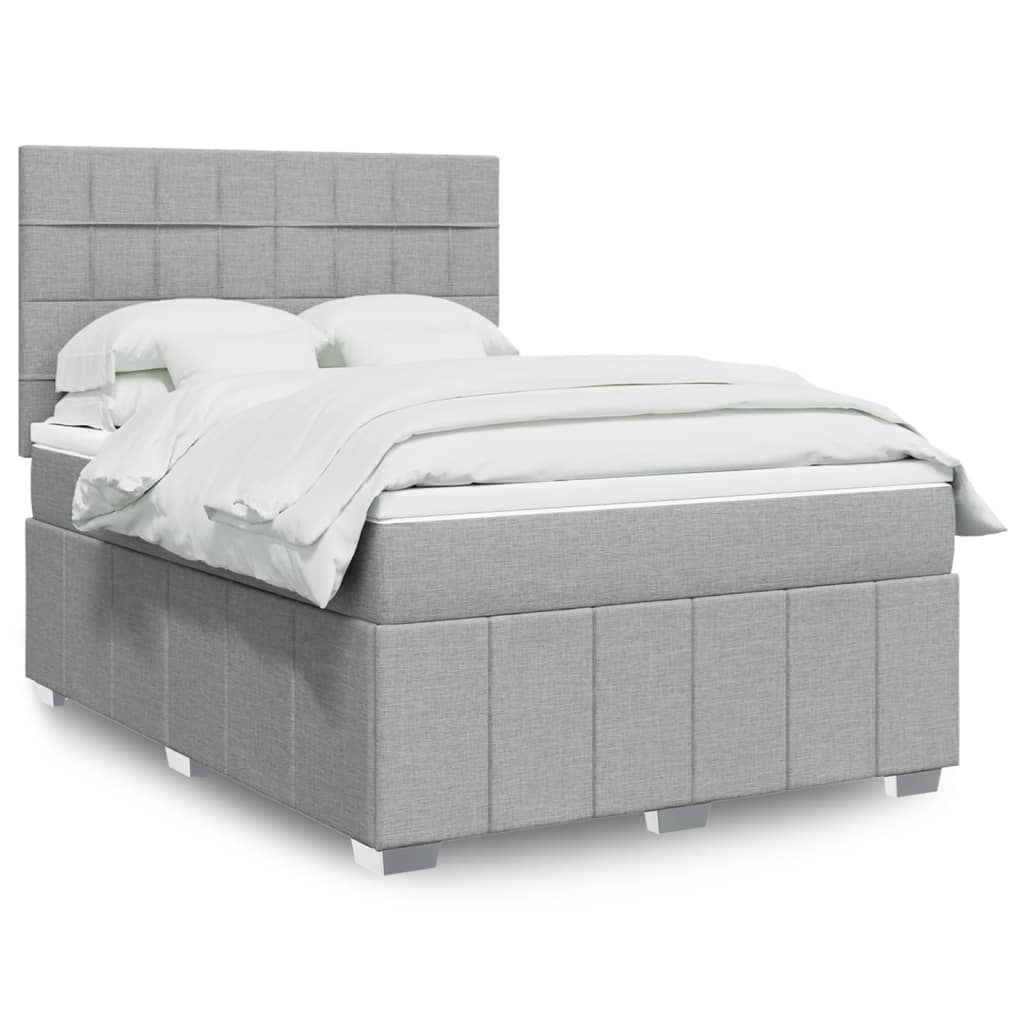 vidaXL Boxspring met matras stof lichtgrijs 160x200 cm