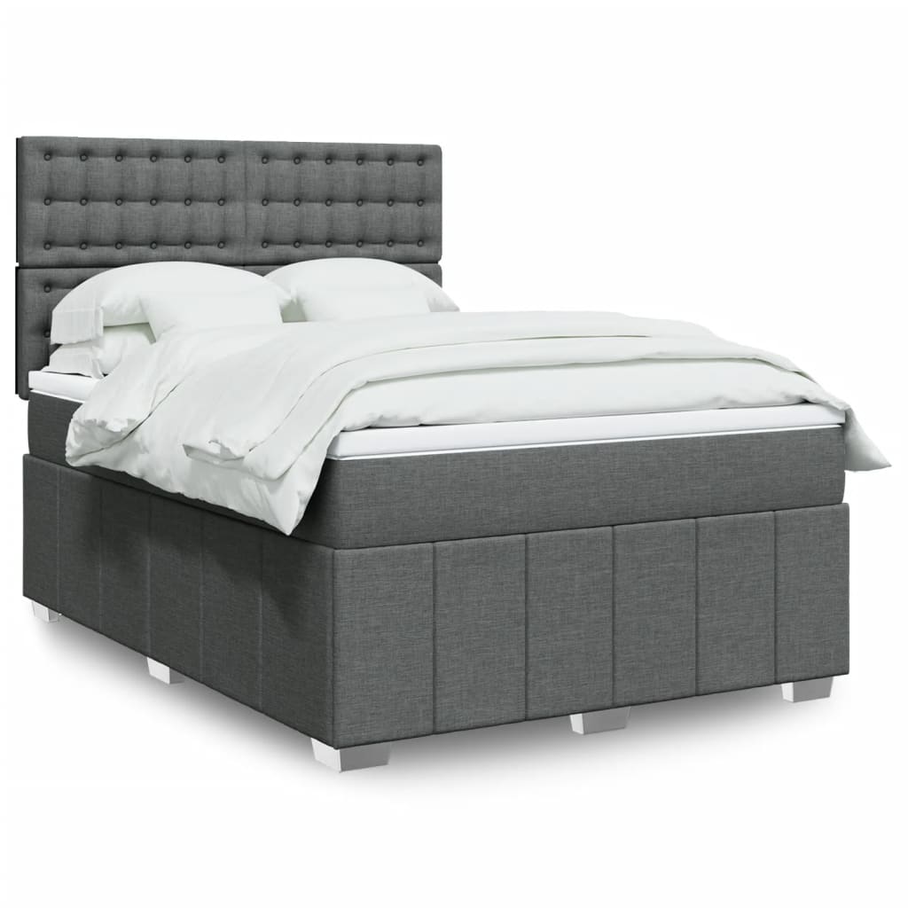 vidaXL Boxspring met matras stof lichtgrijs 160x200 cm