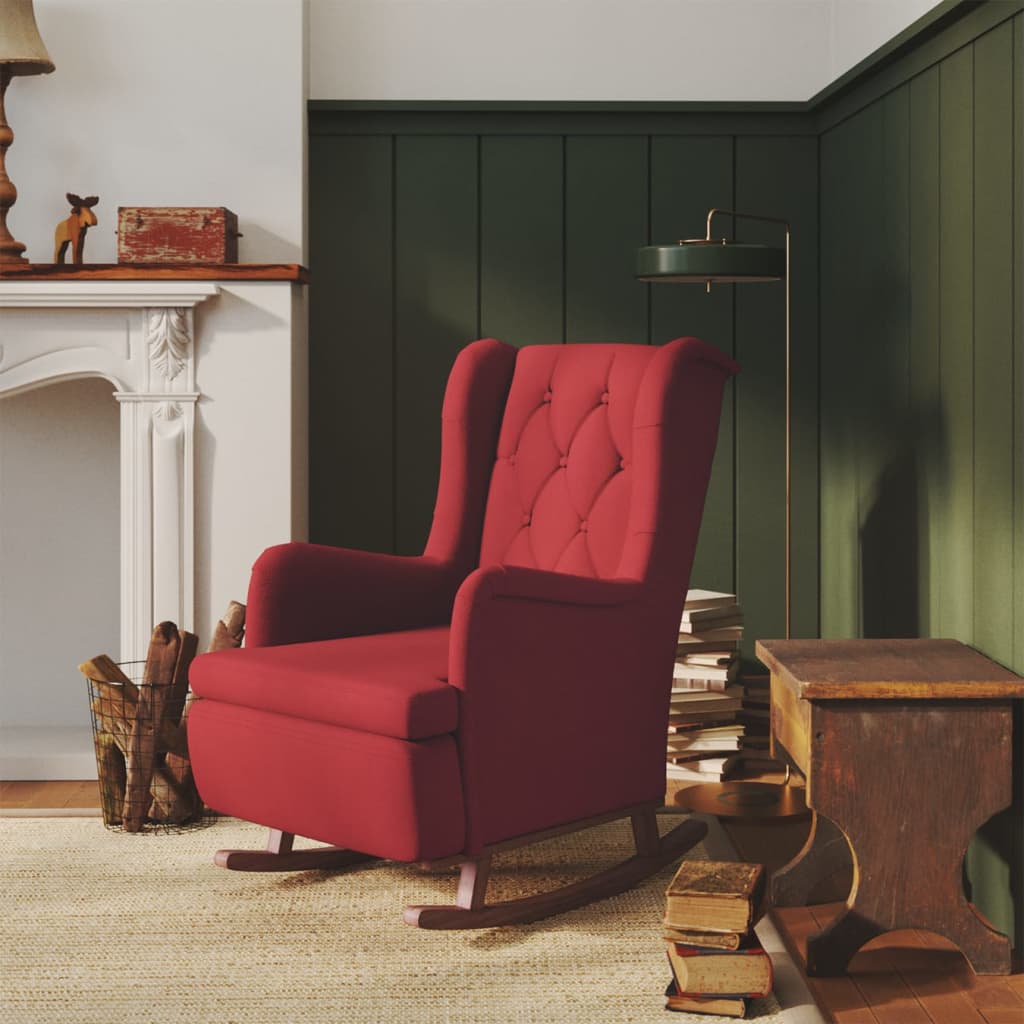 vidaXL Fauteuil met massief rubberwood schommelpoten fluweel blauw