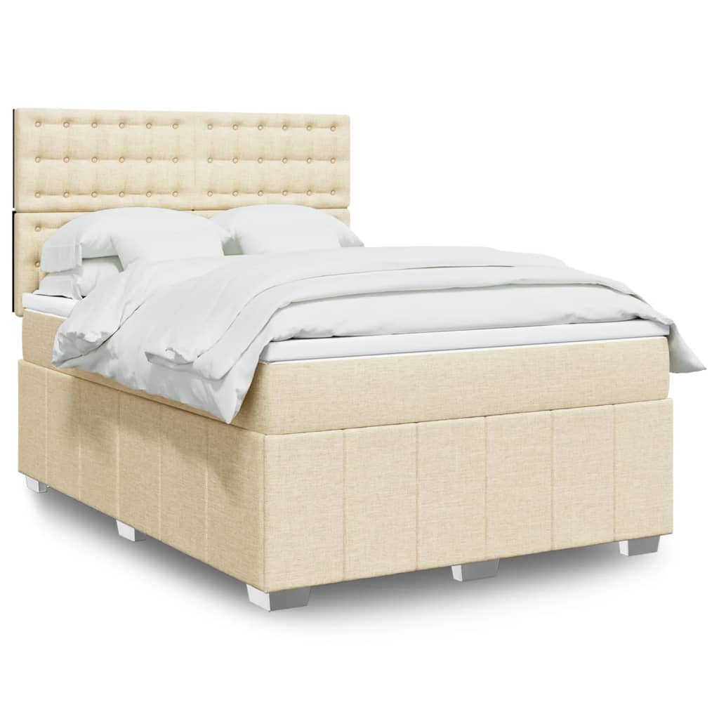 vidaXL Boxspring met matras stof lichtgrijs 160x200 cm