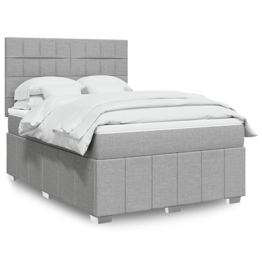 vidaXL Boxspring met matras stof lichtgrijs 160x200 cm