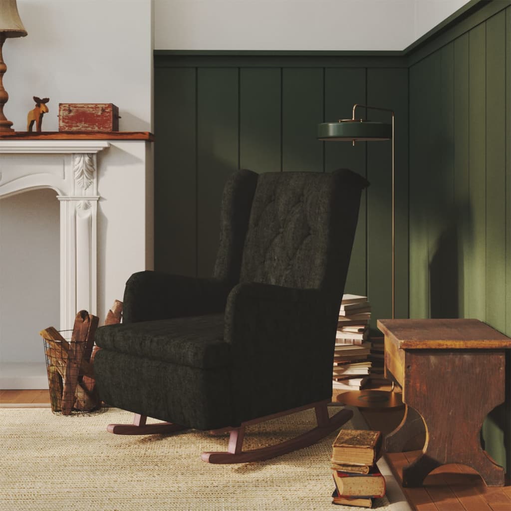 vidaXL Fauteuil met massief rubberwood schommelpoten fluweel blauw