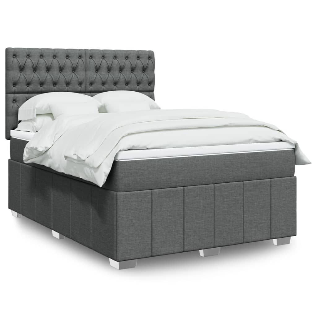 vidaXL Boxspring met matras stof lichtgrijs 160x200 cm
