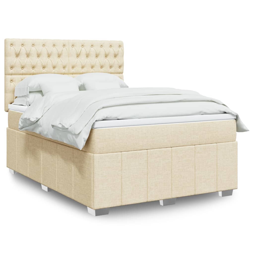 vidaXL Boxspring met matras stof lichtgrijs 160x200 cm