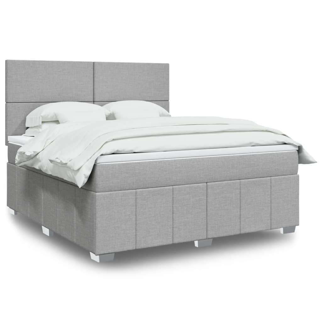 vidaXL Boxspring met matras stof lichtgrijs 160x200 cm