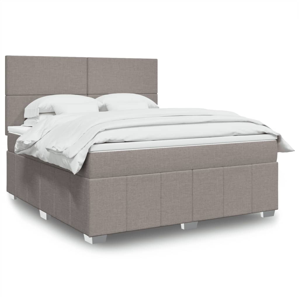 vidaXL Boxspring met matras stof lichtgrijs 160x200 cm