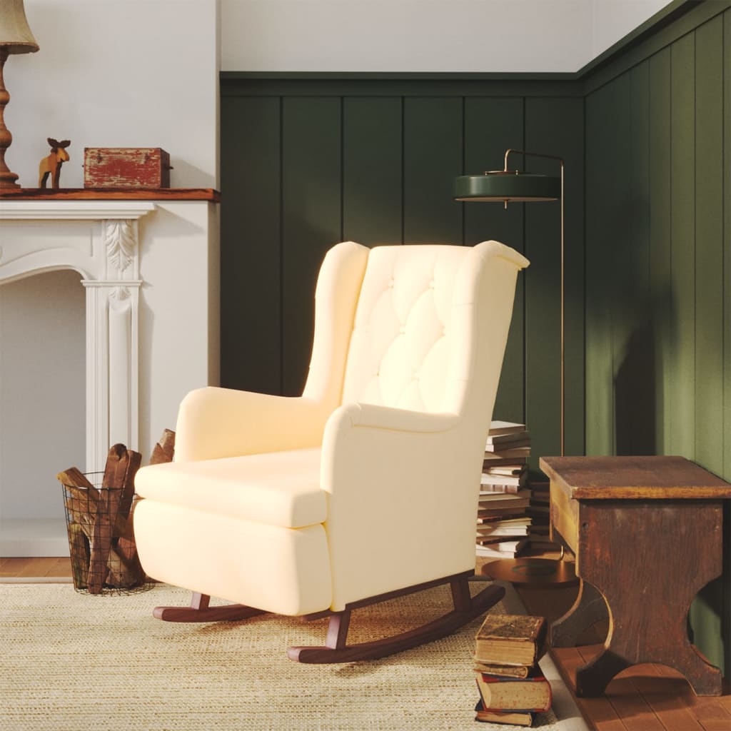 vidaXL Fauteuil met massief rubberwood schommelpoten fluweel blauw
