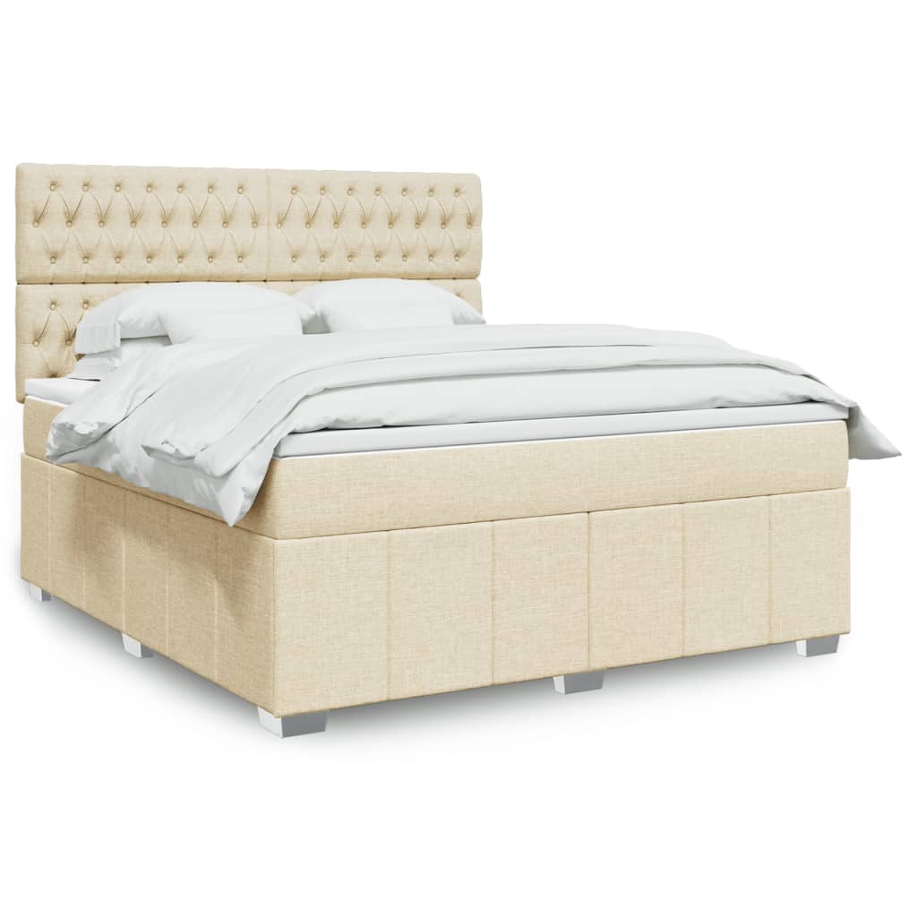 vidaXL Boxspring met matras stof lichtgrijs 160x200 cm