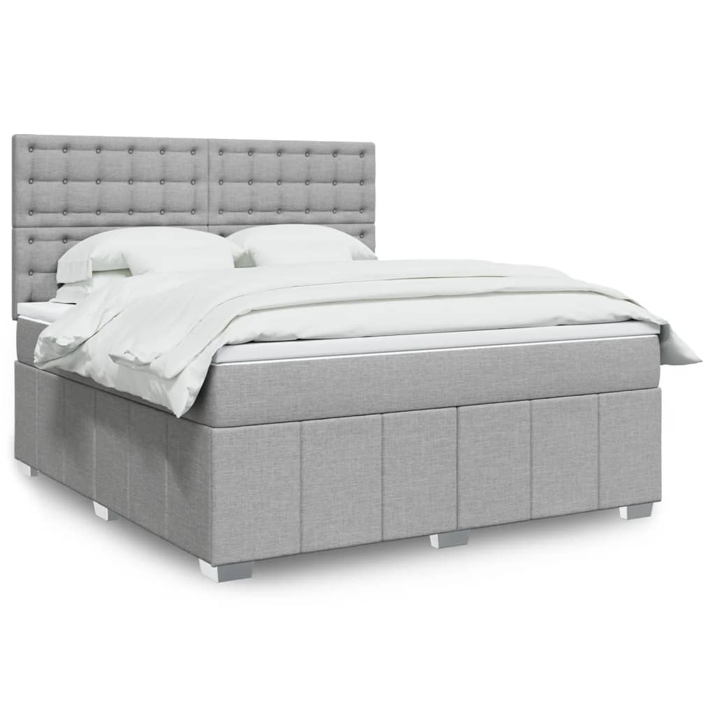 vidaXL Boxspring met matras stof lichtgrijs 160x200 cm