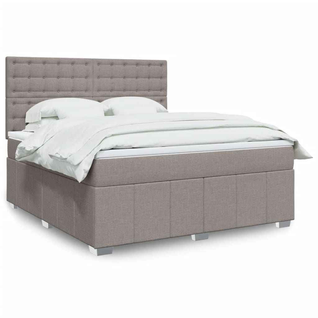 vidaXL Boxspring met matras stof lichtgrijs 160x200 cm