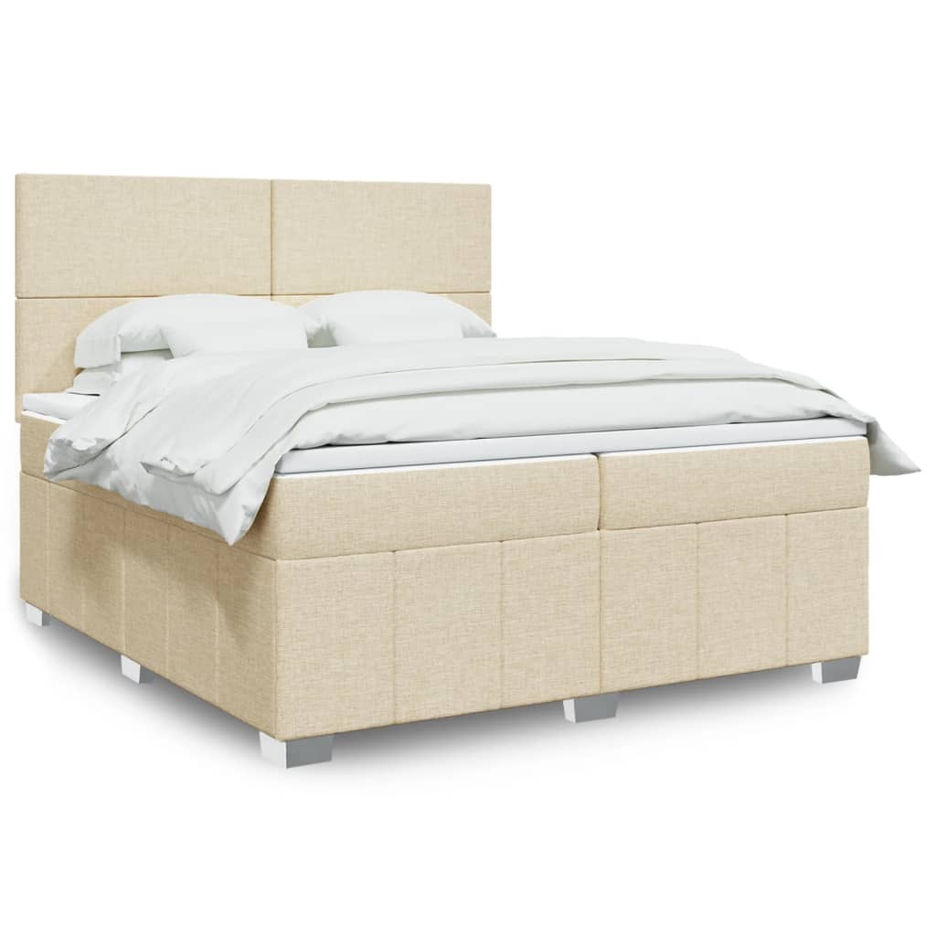 vidaXL Boxspring met matras stof lichtgrijs 160x200 cm
