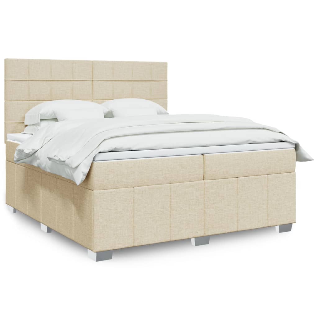 vidaXL Boxspring met matras stof lichtgrijs 160x200 cm