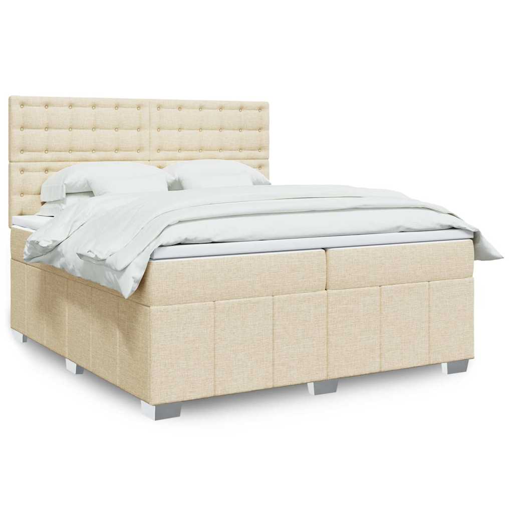 vidaXL Boxspring met matras stof lichtgrijs 160x200 cm