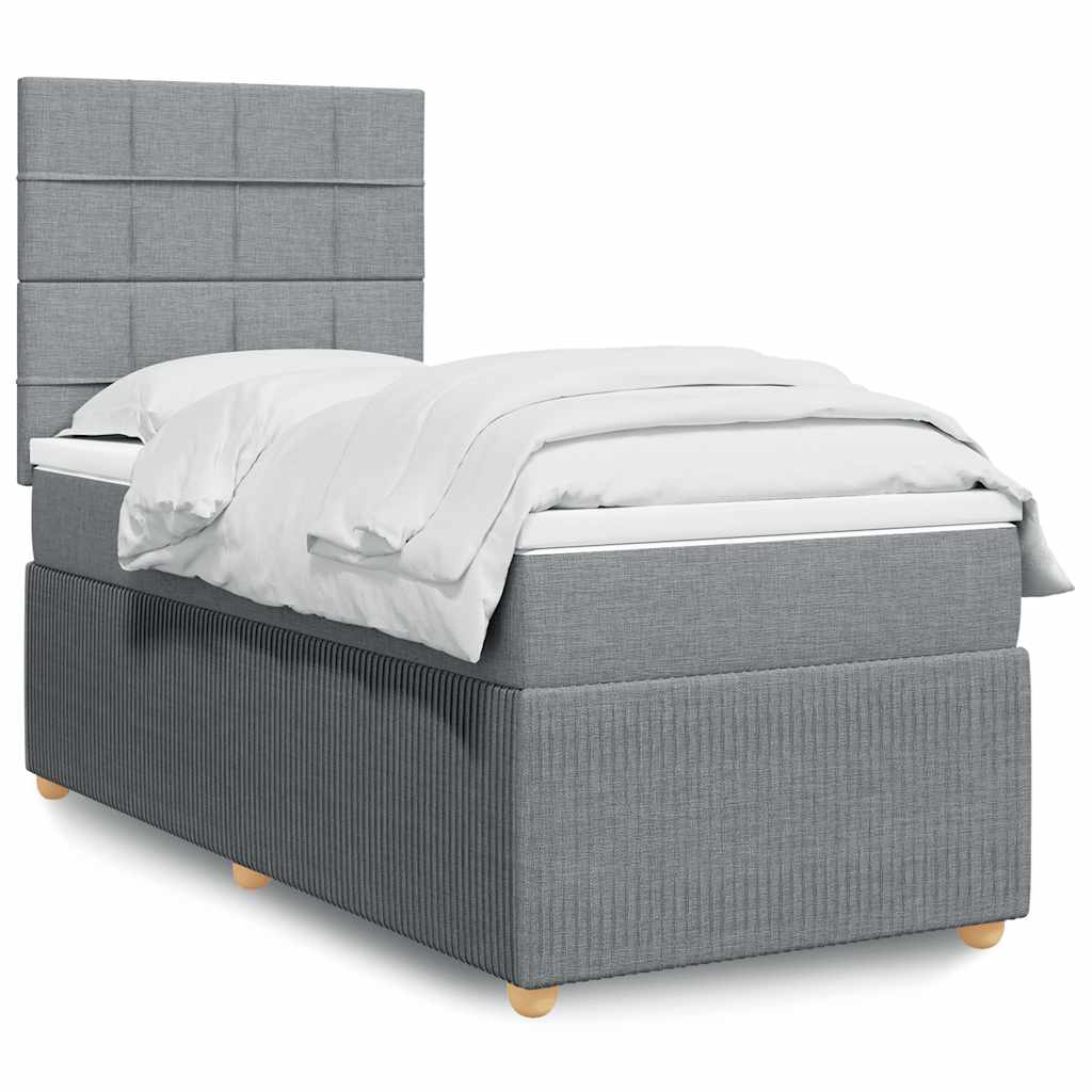 vidaXL Boxspring met matras stof lichtgrijs 90x190 cm