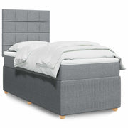 vidaXL Boxspring met matras stof lichtgrijs 90x190 cm