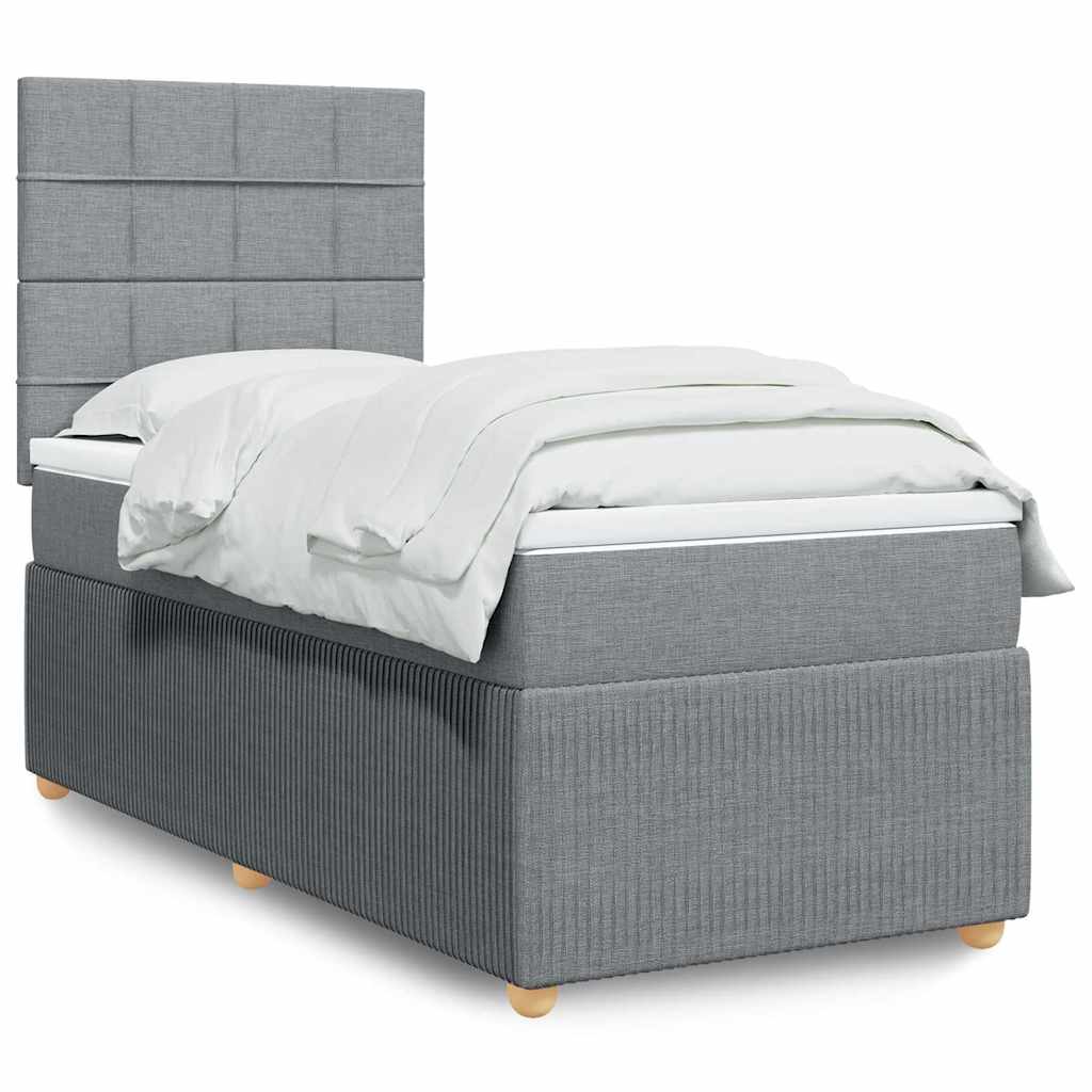 vidaXL Boxspring met matras stof lichtgrijs 90x190 cm