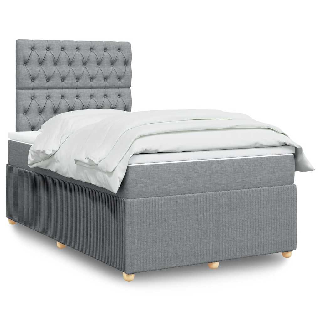 vidaXL Boxspring met matras stof lichtgrijs 90x190 cm