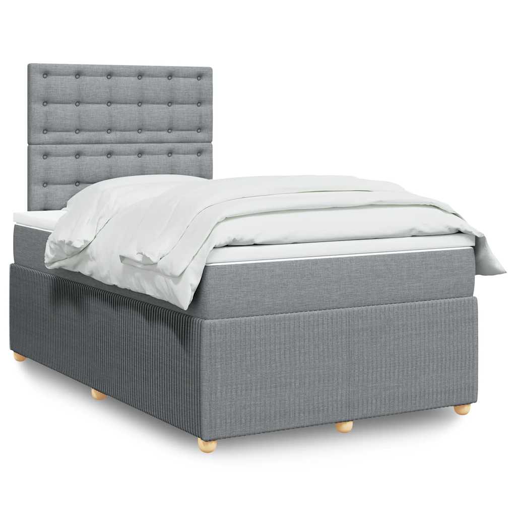 vidaXL Boxspring met matras stof lichtgrijs 90x190 cm
