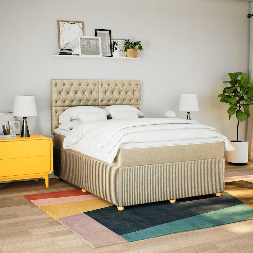 vidaXL Boxspring met matras stof lichtgrijs 90x190 cm