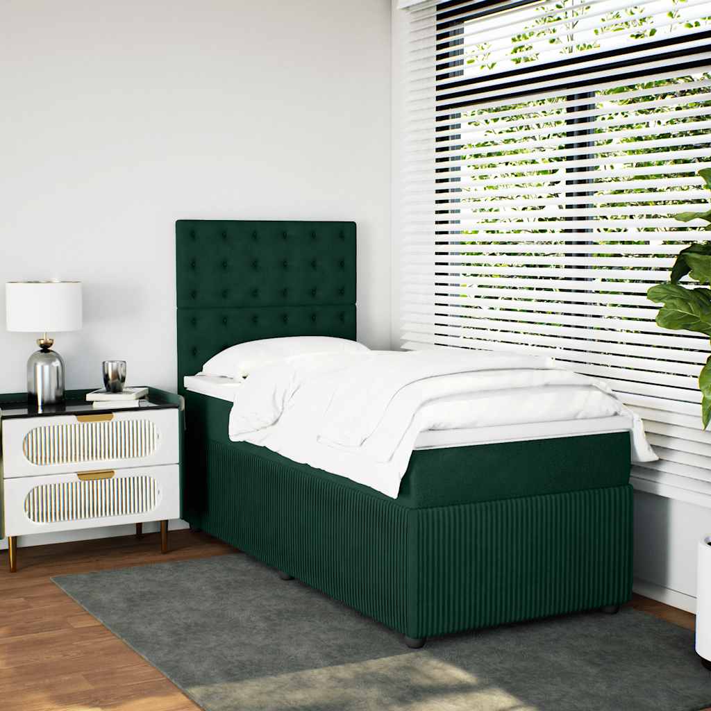 vidaXL Boxspring met matras fluweel donkergrijs 80x200 cm