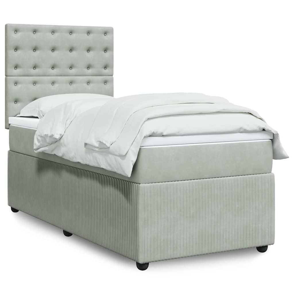vidaXL Boxspring met matras fluweel donkergrijs 80x200 cm