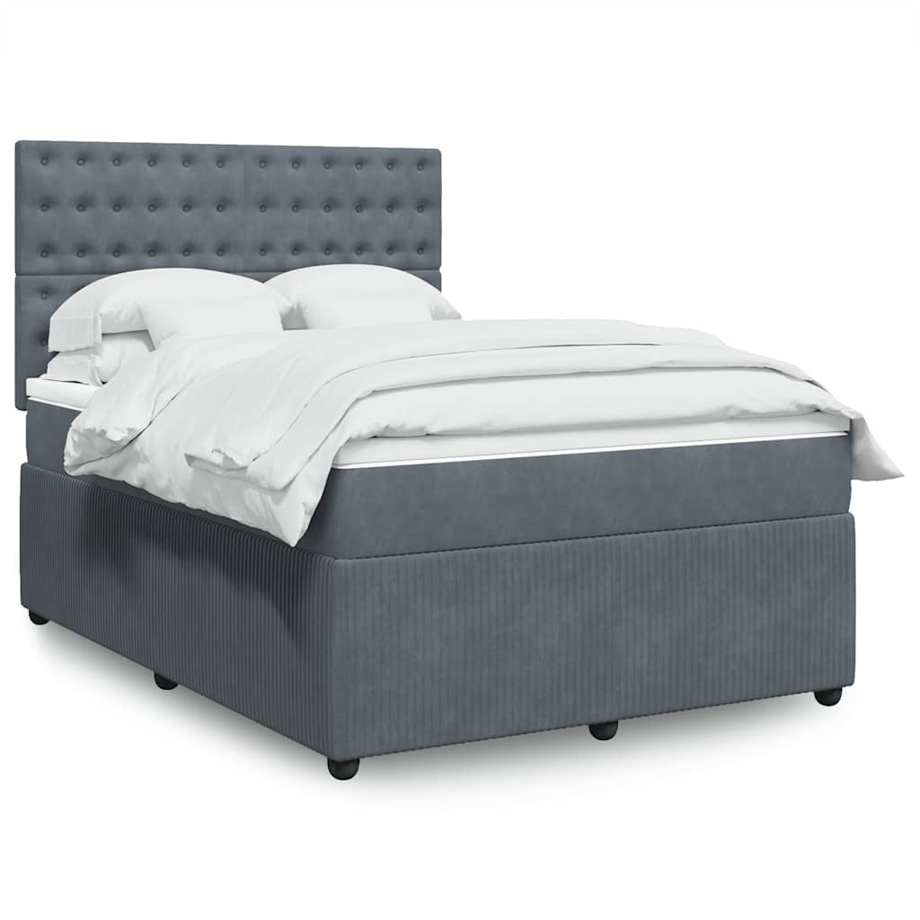vidaXL Boxspring met matras fluweel donkergrijs 80x200 cm