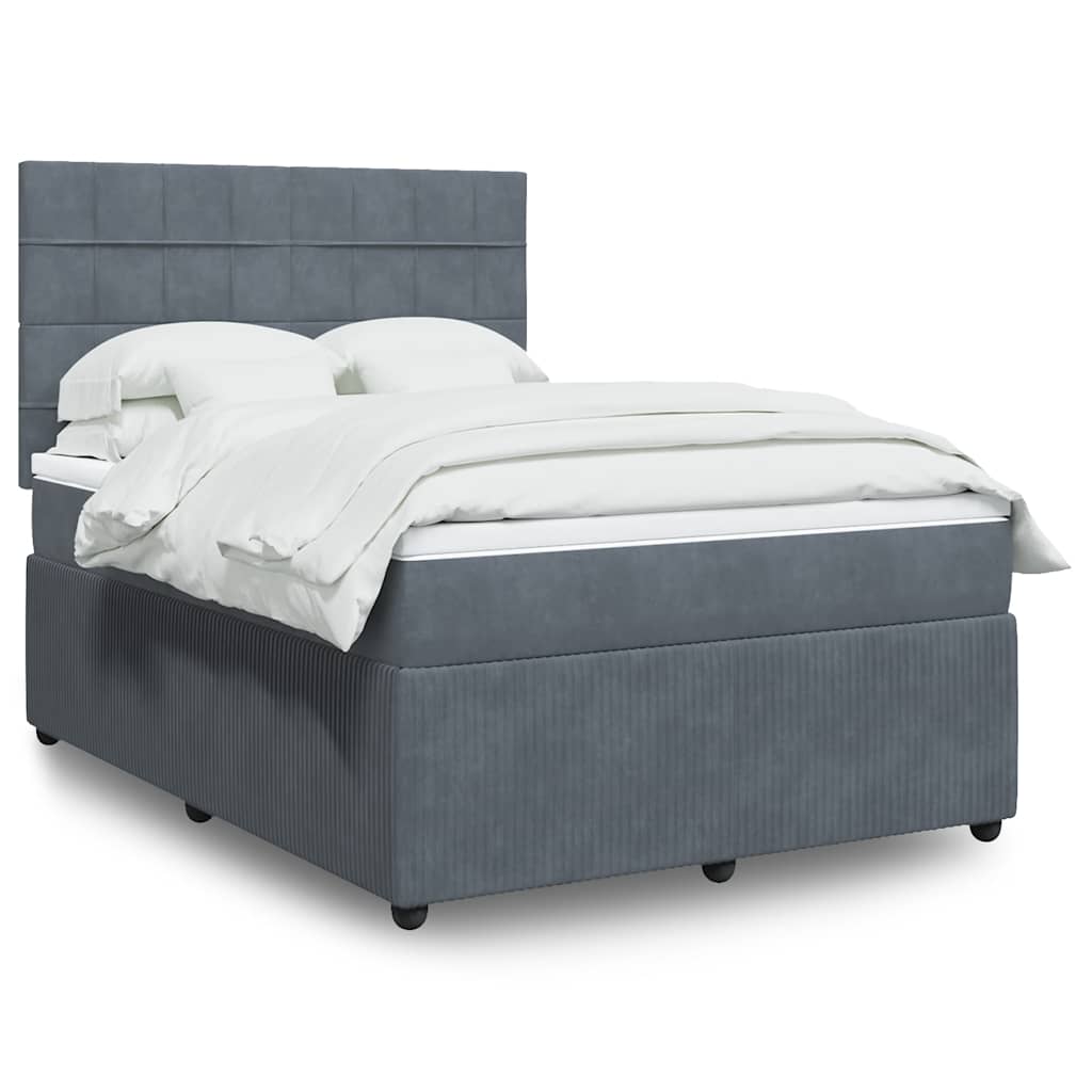 vidaXL Boxspring met matras fluweel donkergrijs 80x200 cm