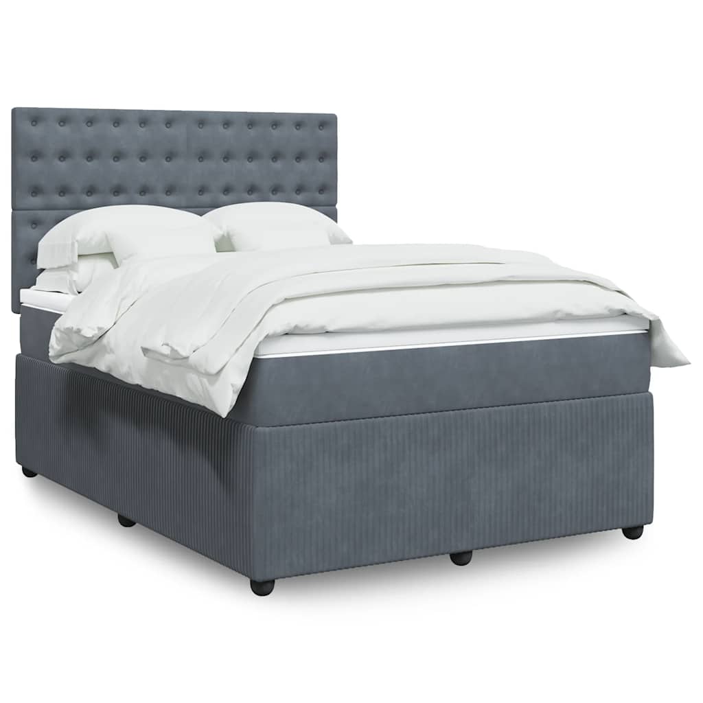 vidaXL Boxspring met matras fluweel donkergrijs 80x200 cm