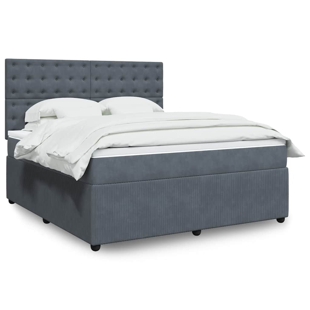 vidaXL Boxspring met matras fluweel donkergrijs 80x200 cm