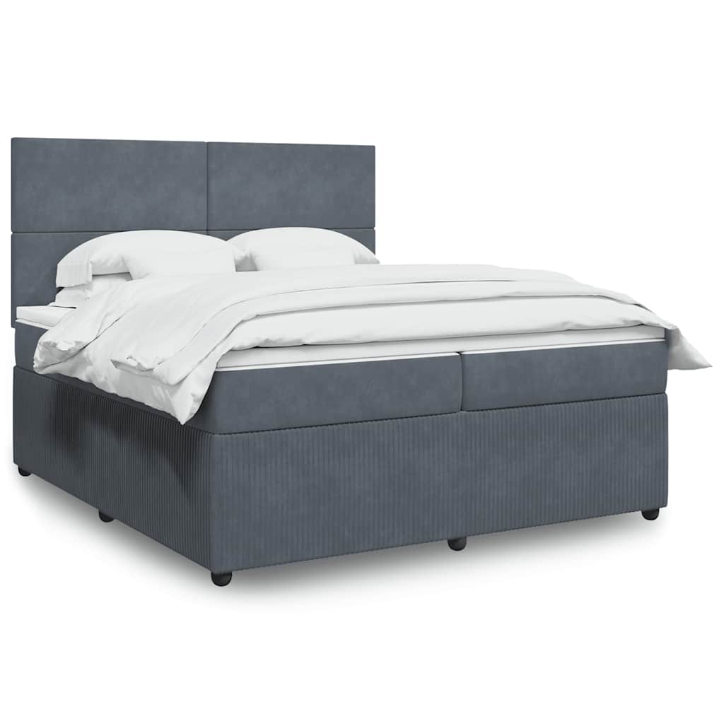 vidaXL Boxspring met matras fluweel donkergrijs 80x200 cm
