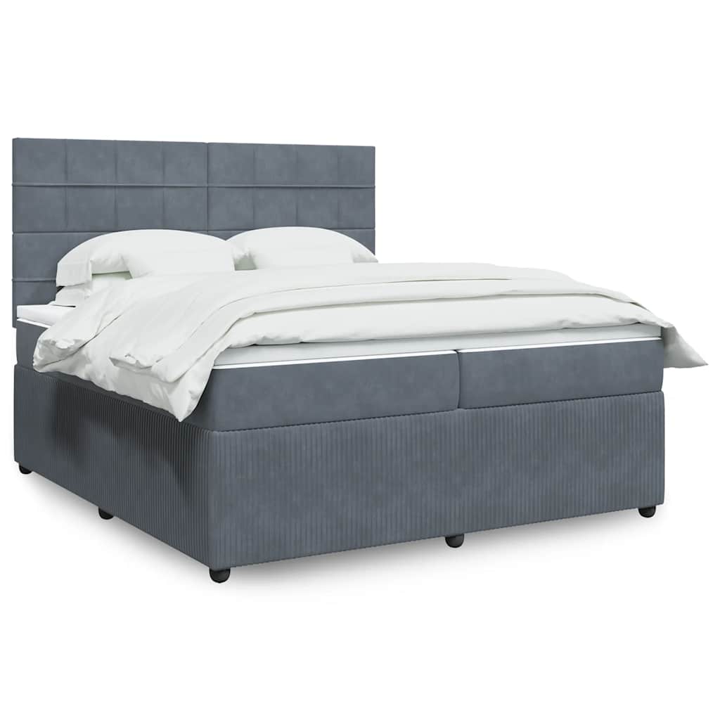 vidaXL Boxspring met matras fluweel donkergrijs 80x200 cm