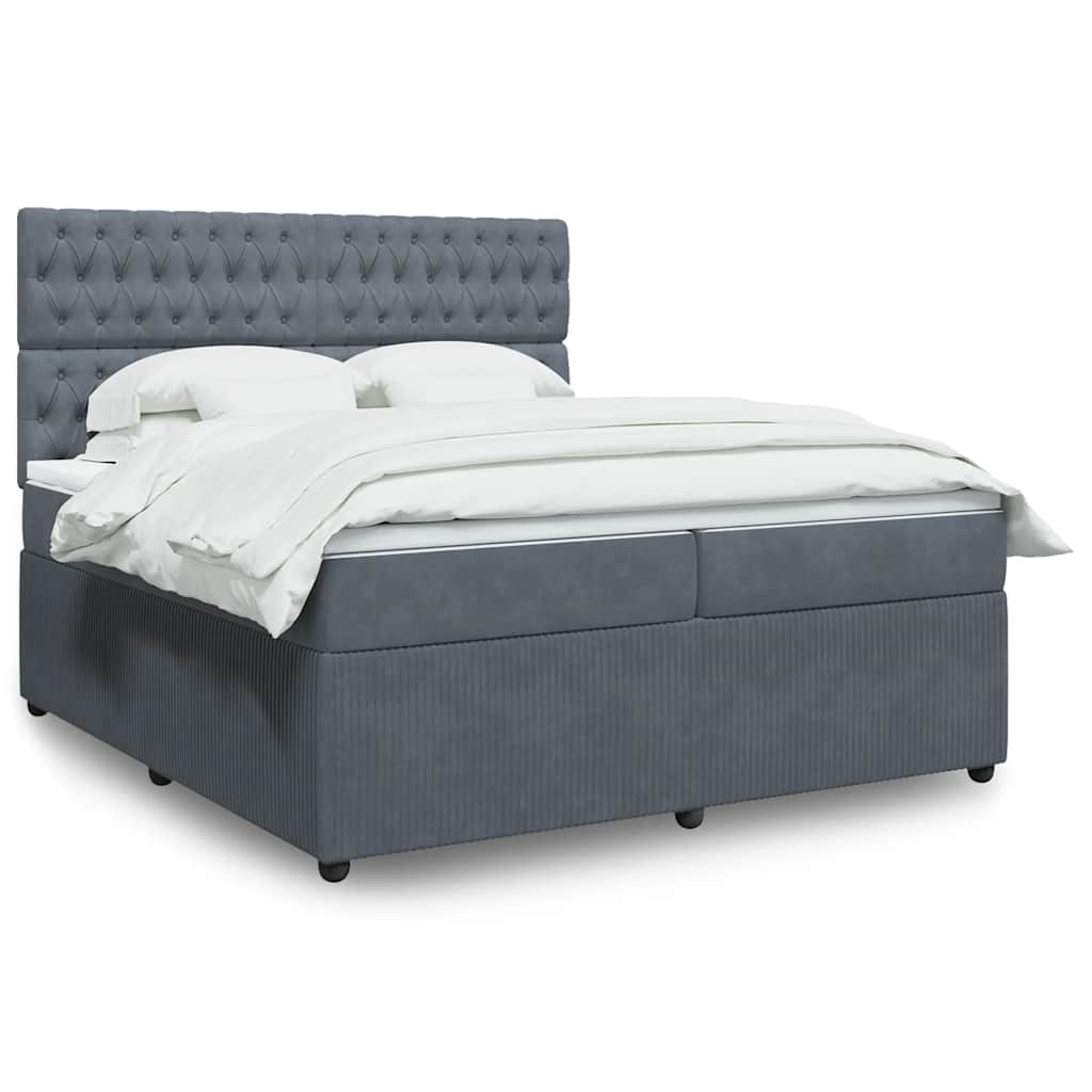 vidaXL Boxspring met matras fluweel donkergrijs 80x200 cm
