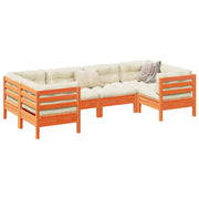 vidaXL 6-Piece Lounge Set with Cushions Solid Pinewood Wax Brown