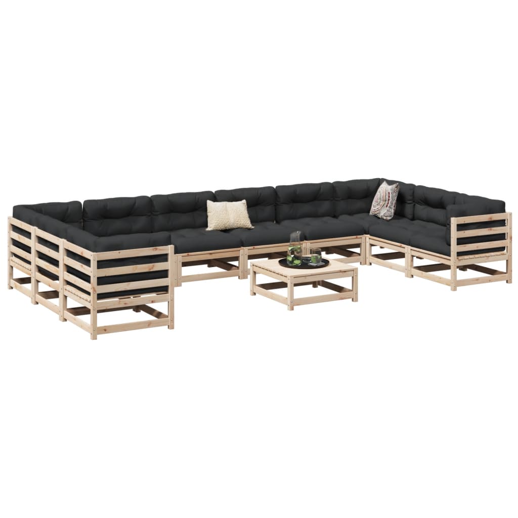 vidaXL 11-delige Loungeset massief grenenhout wasbruin