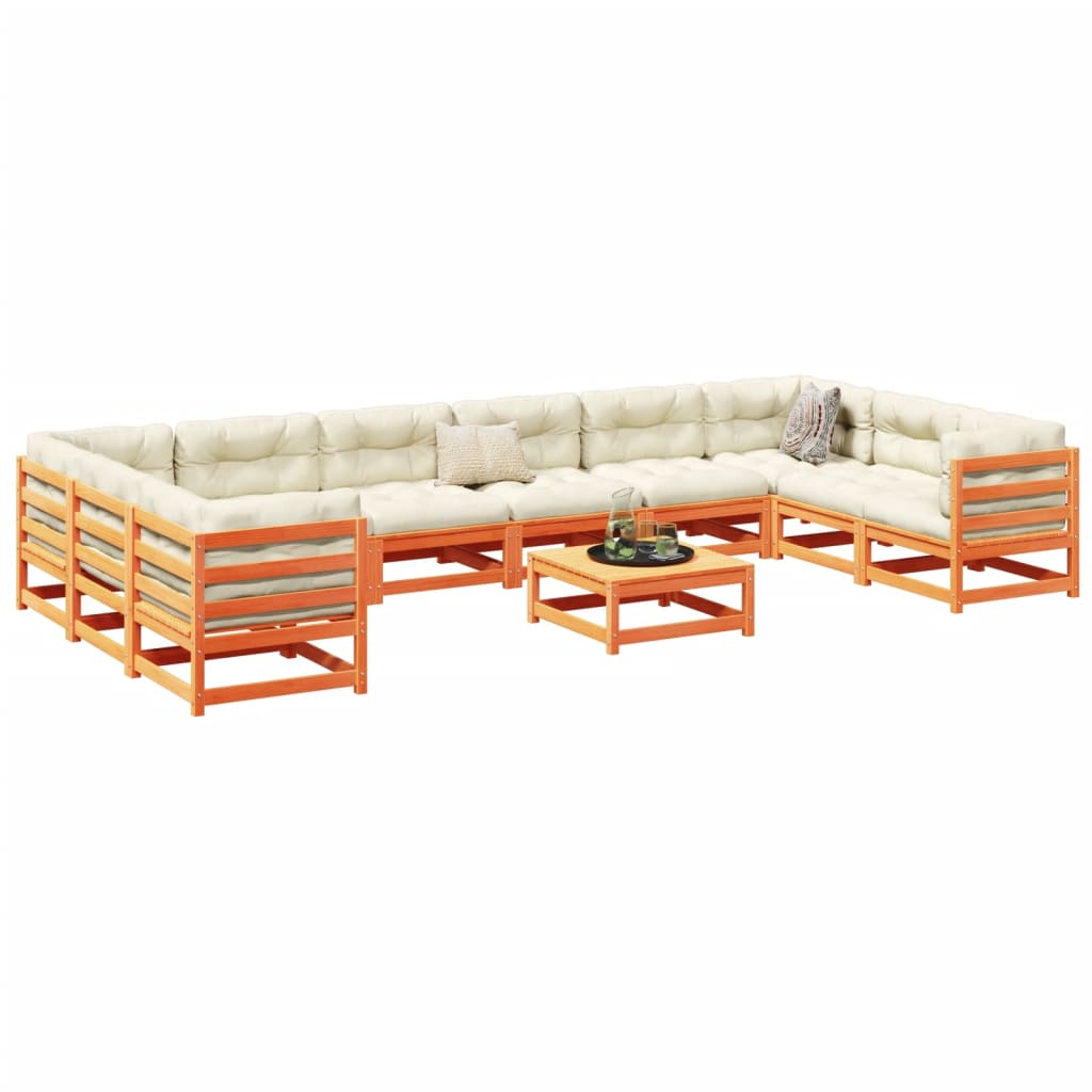 vidaXL 11-delige Loungeset massief grenenhout wasbruin