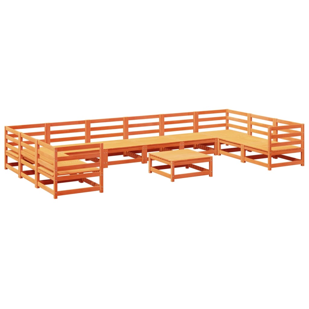 vidaXL 11-delige Loungeset massief grenenhout wasbruin
