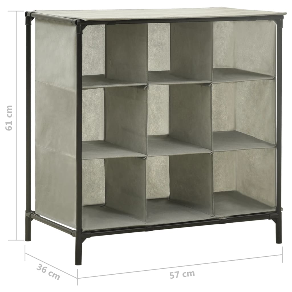 vidaXL Schoenenrek 57x36x61 cm nonwoven stof en staal grijs