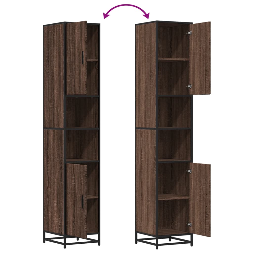 vidaXL Badkamerkast 35x37,5x188,5 cm hout en metaal sonoma eikenkleur - Aashly