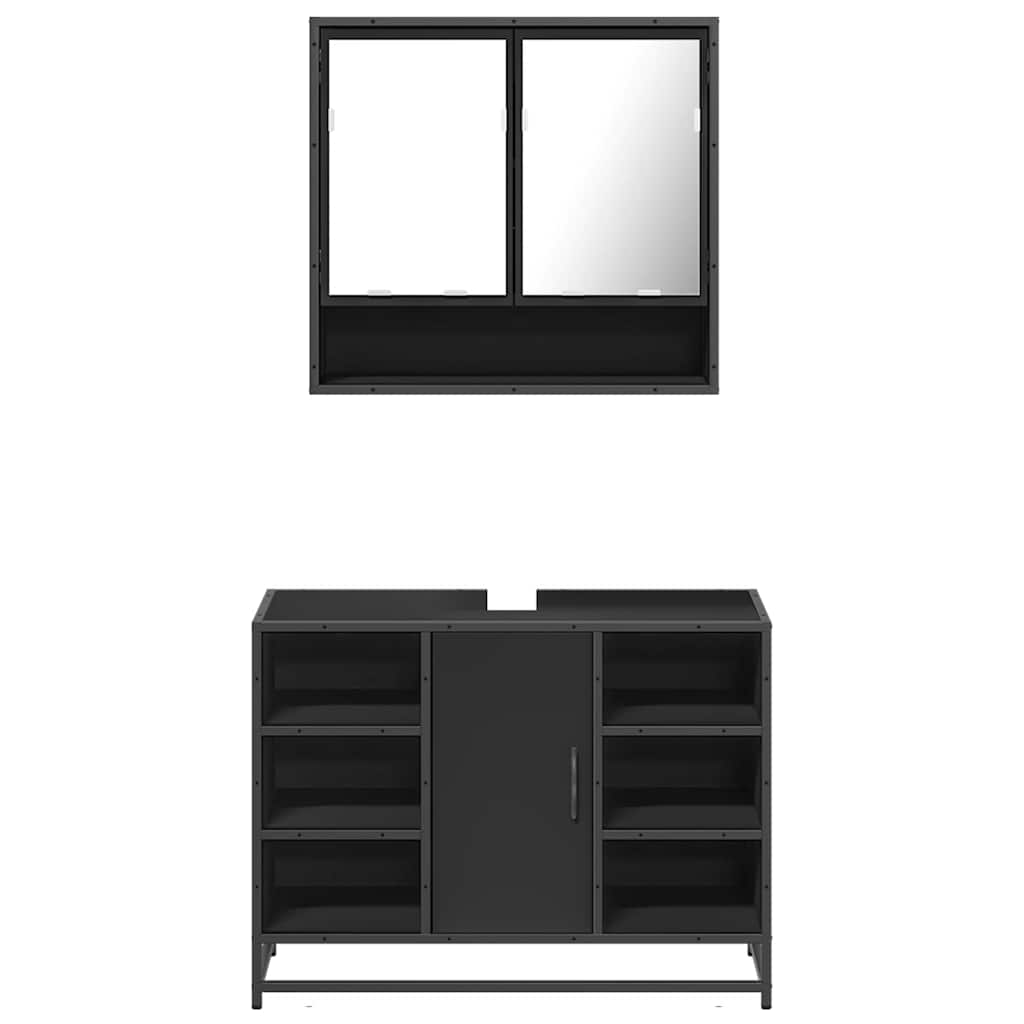 vidaXL 2-delige Badkamermeubelset bewerkt hout bruin eikenkleur - Aashly