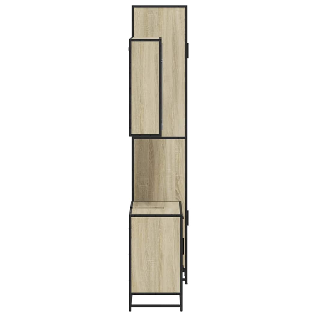 vidaXL 3-delige Badkamermeubelset bewerkt hout bruin eikenkleur - Aashly