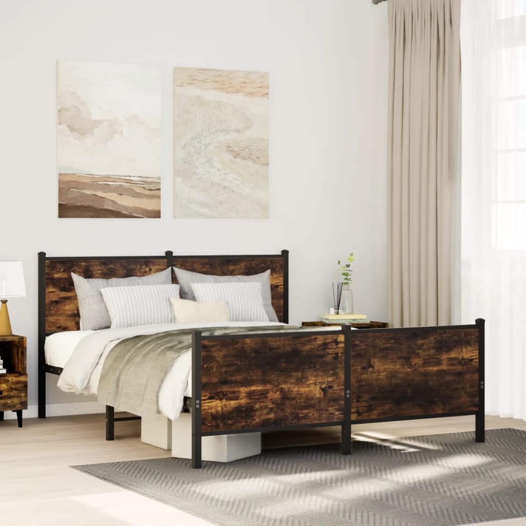 vidaXL Bedframe zonder matras metaal gerookt eikenkleurig 120x200 cm