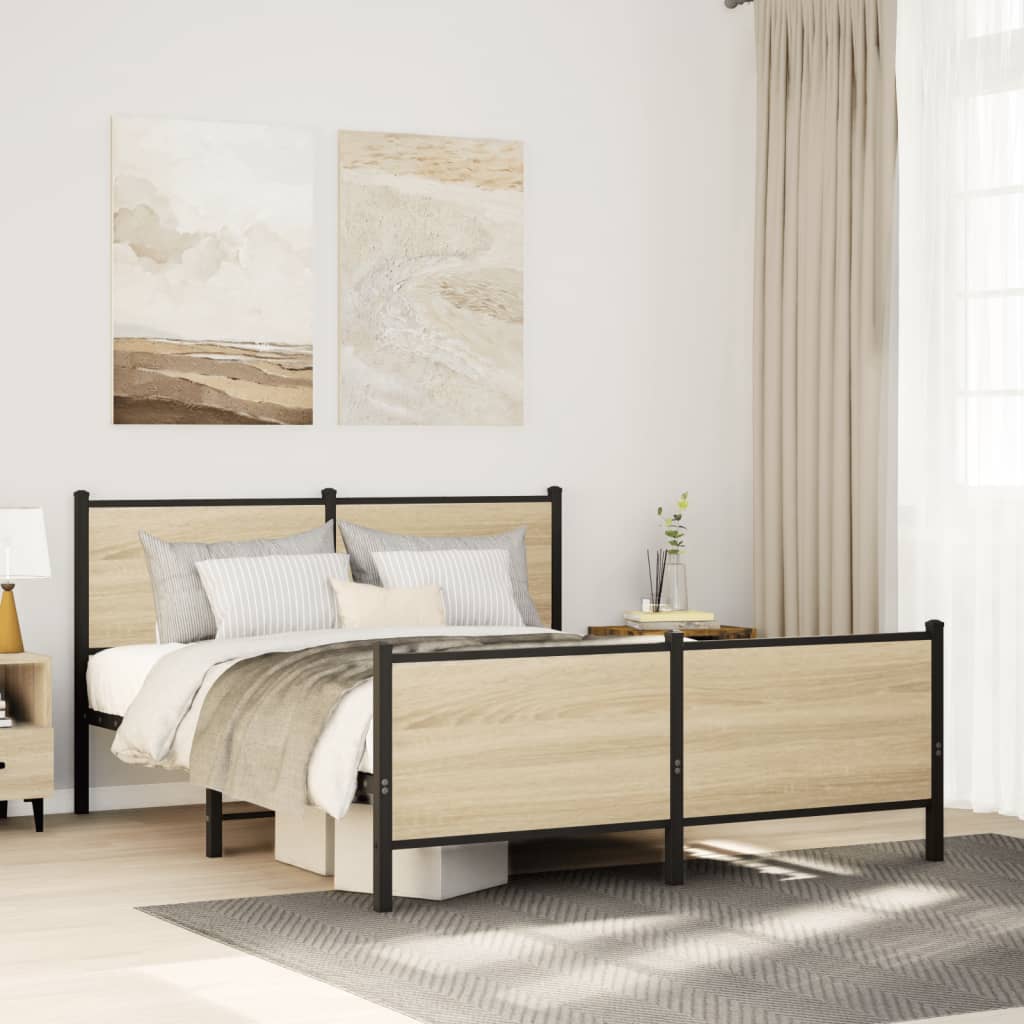 vidaXL Bedframe zonder matras metaal gerookt eikenkleurig 120x200 cm