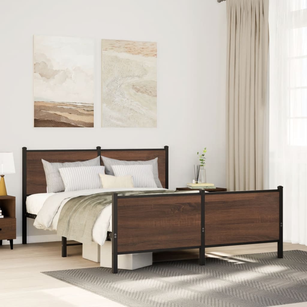 vidaXL Bedframe zonder matras metaal gerookt eikenkleurig 120x200 cm