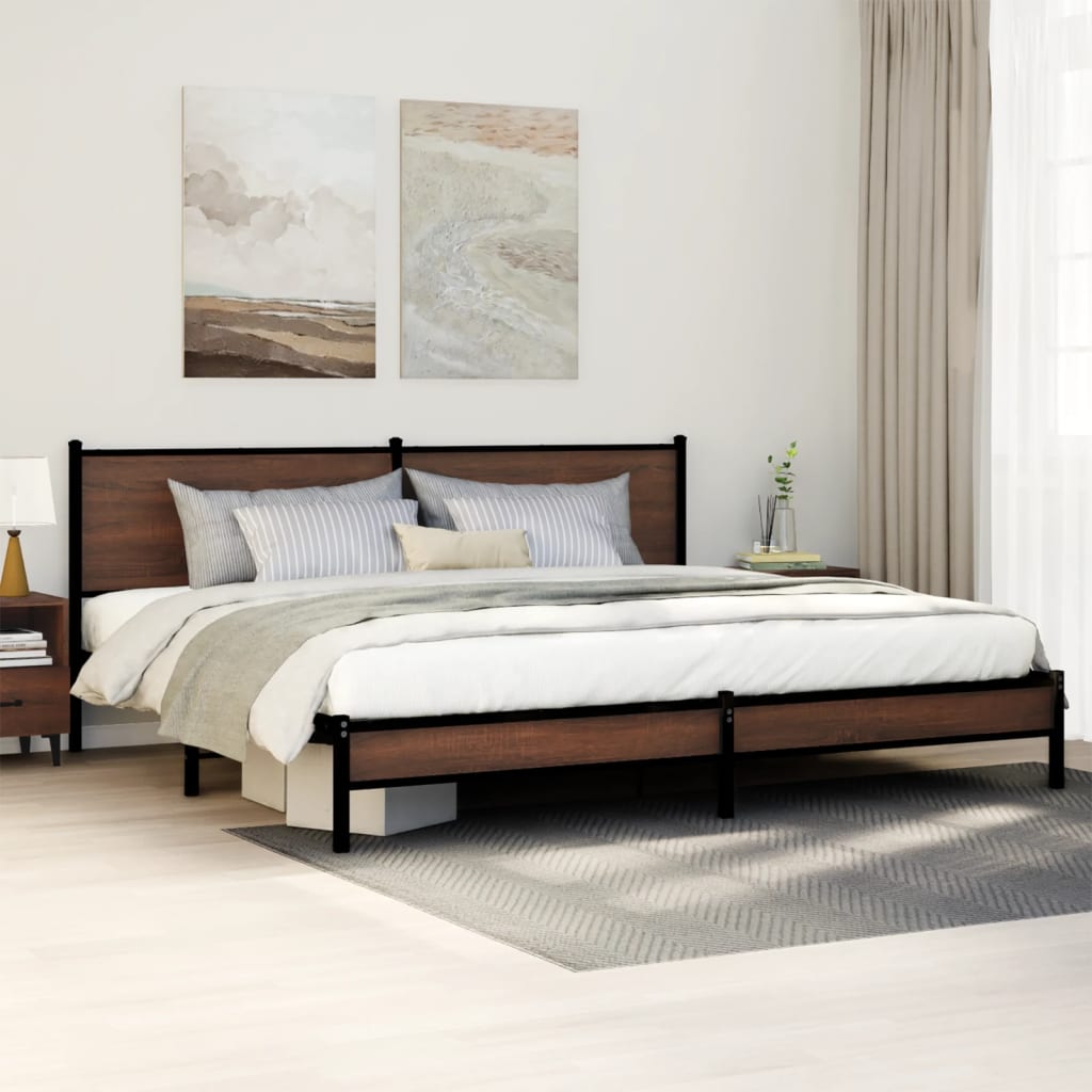 vidaXL Bedframe zonder matras metaal gerookt eikenkleurig 120x200 cm