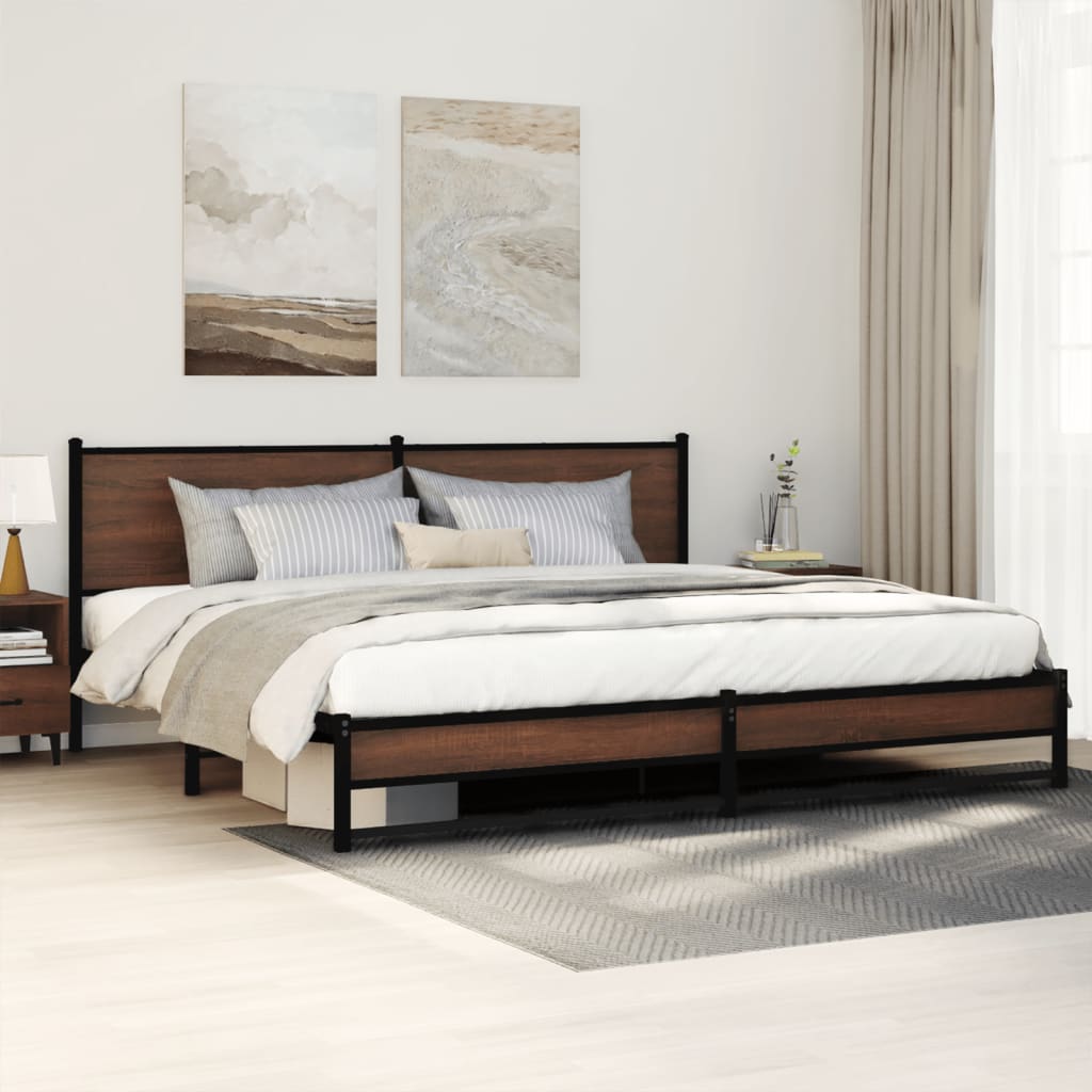 vidaXL Bedframe zonder matras metaal gerookt eikenkleurig 120x200 cm