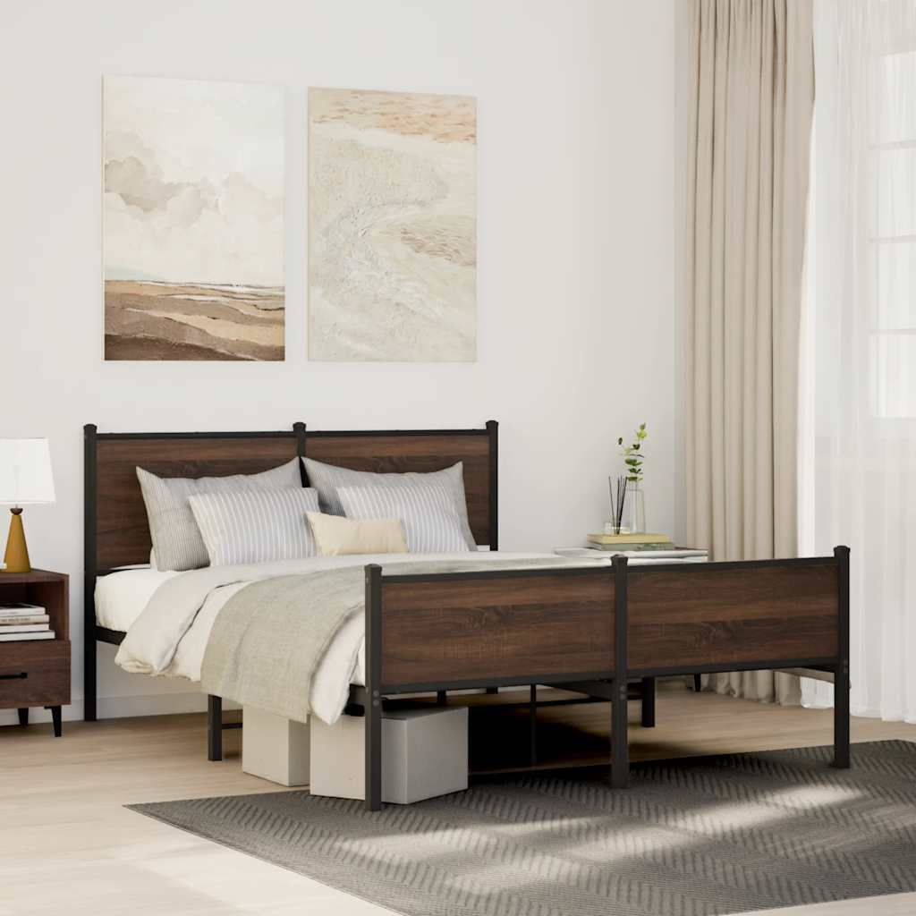 vidaXL Bedframe zonder matras metaal gerookt eikenkleurig 120x200 cm