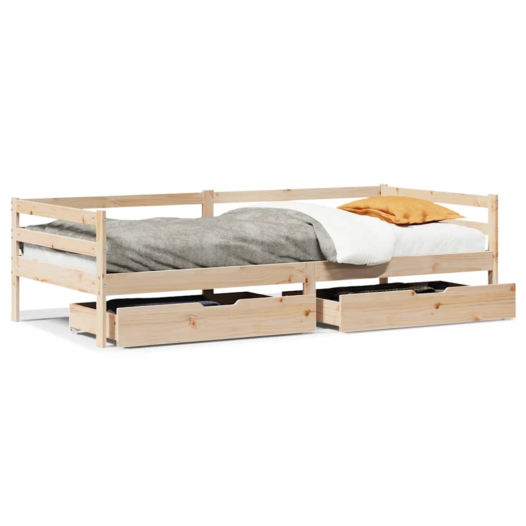 vidaXL Slaapbank met lades 90x200 cm massief grenenhout