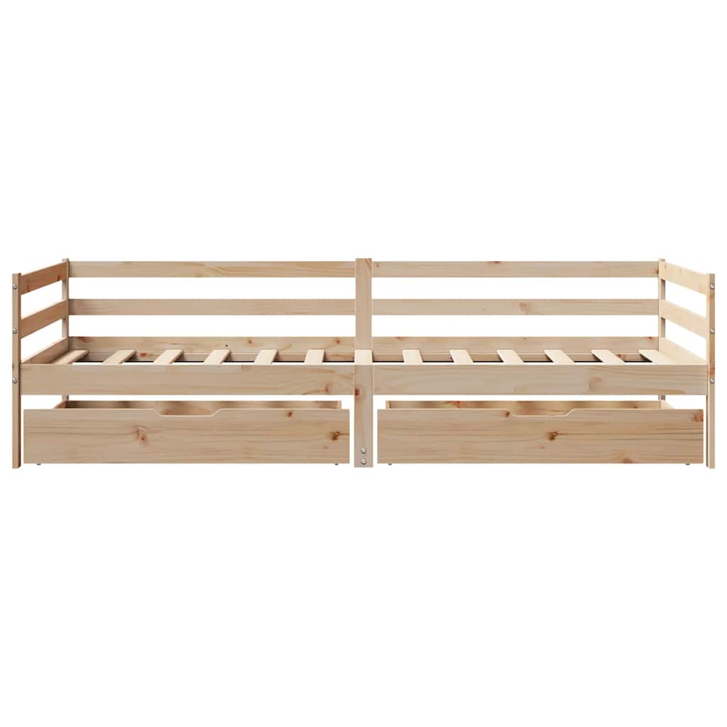 vidaXL Slaapbank met lades 90x200 cm massief grenenhout