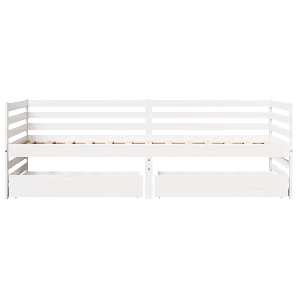 vidaXL Slaapbank met lades 90x200 cm massief grenenhout wit